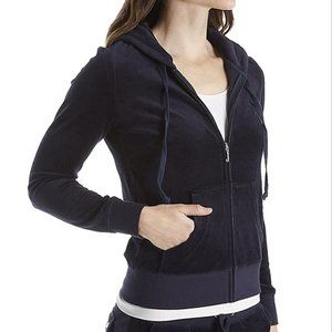 Juicy Couture Black Label Regal Robertson Microterry Jacket Y2K Dark Blue Size M